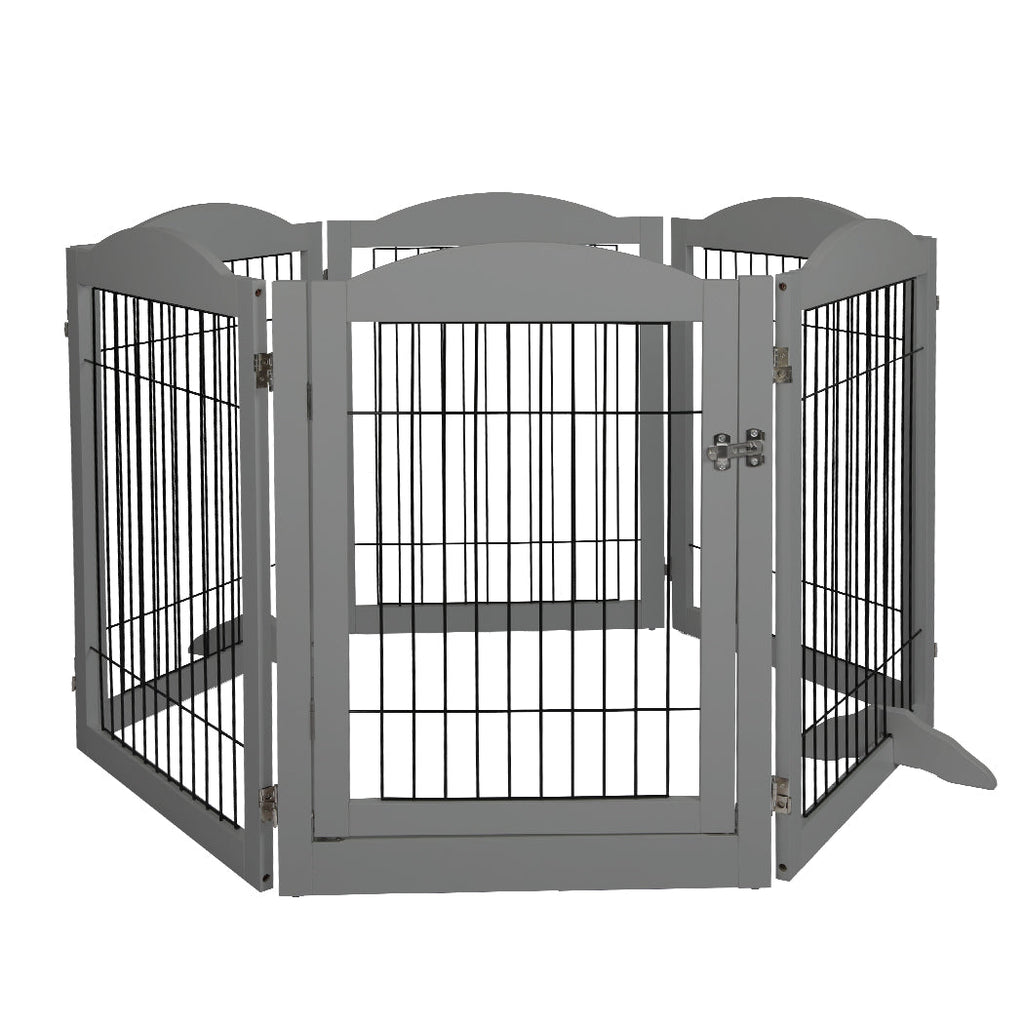 PaWz 6 Panels Pet Dog Playpen Puppy Grey-0