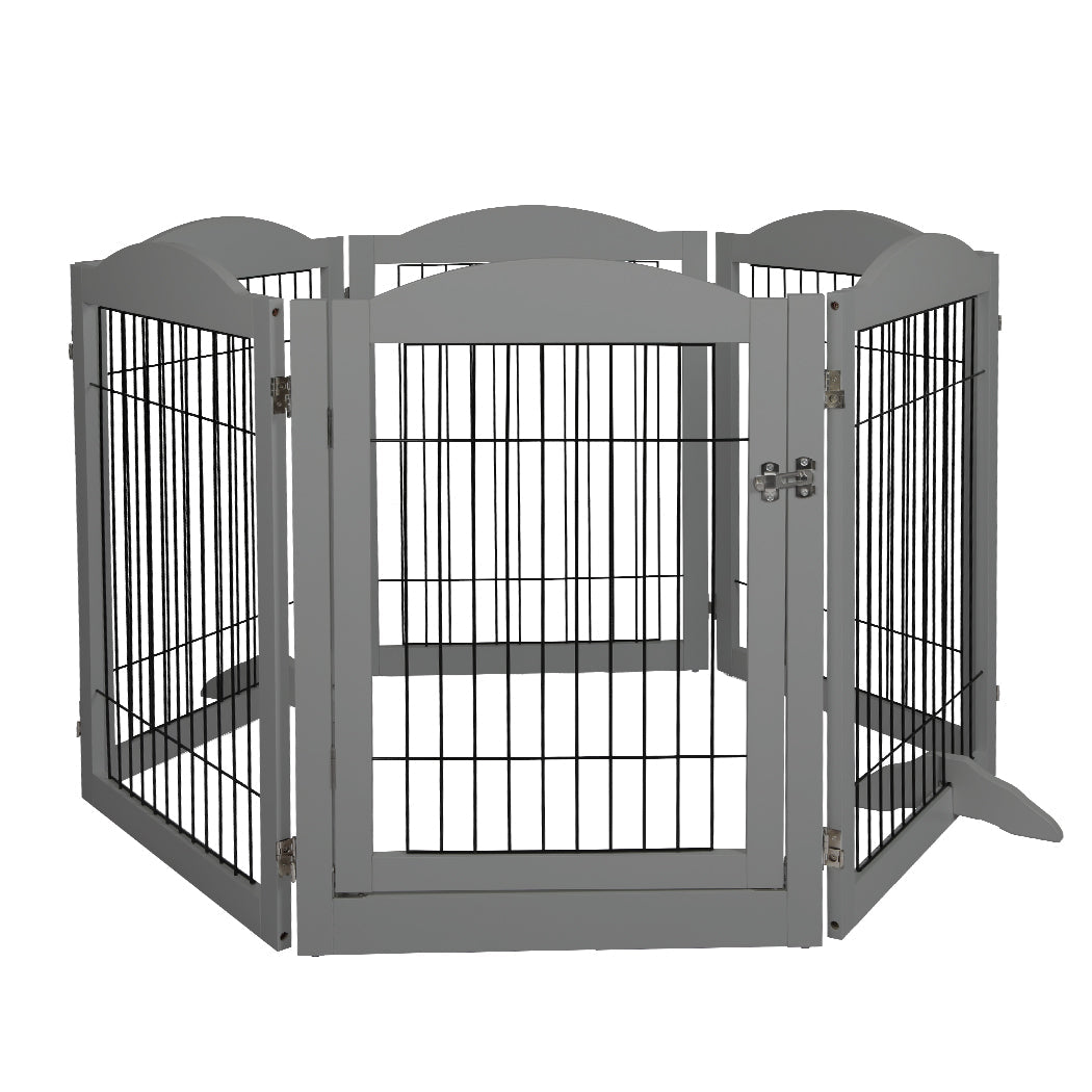 PaWz 6 Panels Pet Dog Playpen Puppy Grey-0
