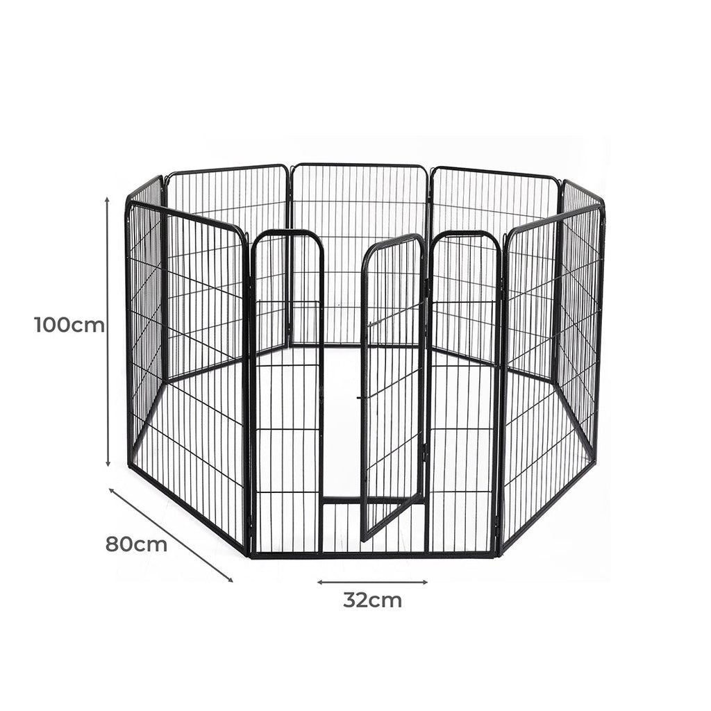 PaWz 8 Panel Pet Dog Playpen Puppy Exercise Black 2.5kg Venison-1