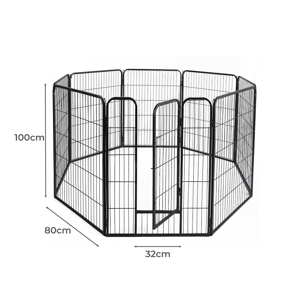 PaWz 8 Panel Pet Dog Playpen Puppy Exercise Black 2.5kg Venison-1