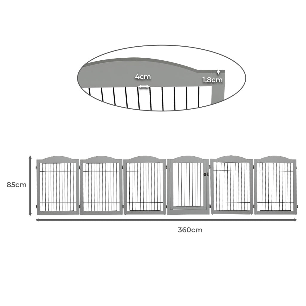 PaWz 6 Panels Pet Dog Playpen Puppy Grey-1