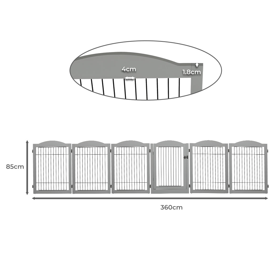 PaWz 6 Panels Pet Dog Playpen Puppy Grey-1