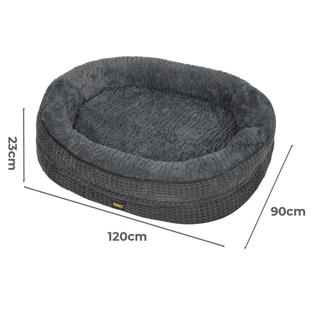 Pawz Orthopedic Plush Dog Bed Soft Washable Pet Bed Grey Cosy Cushion XXL Size