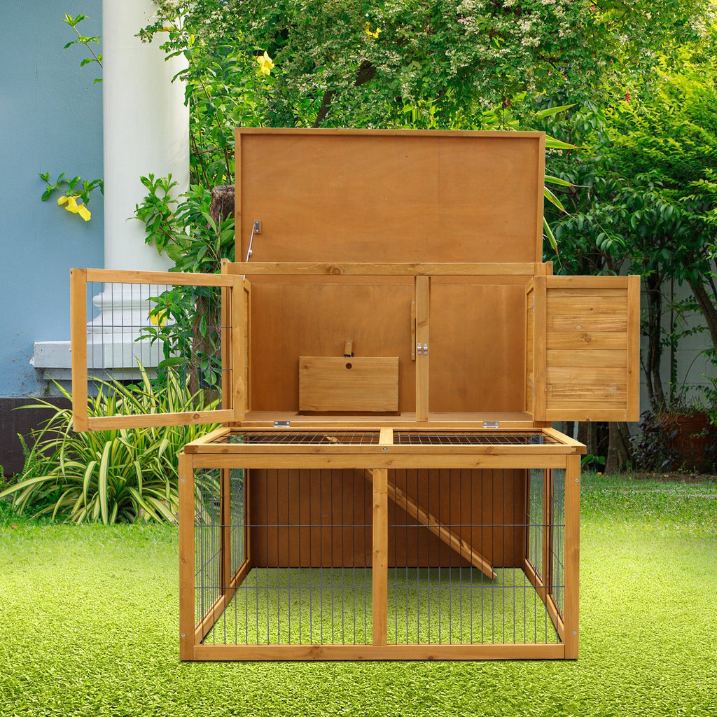 NNEDPE 2-Storey Chicken Coop & Rabbit Hutch With Large Run-4